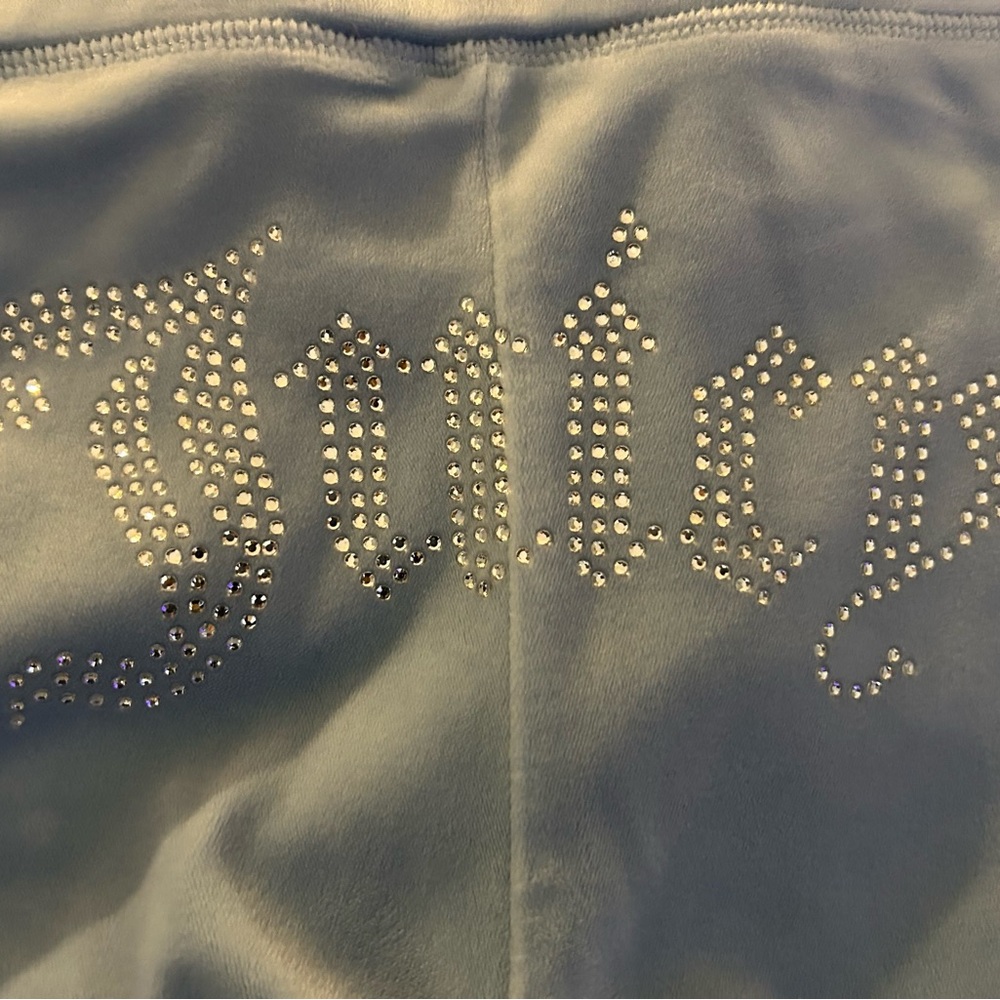 Juicy Couture Blue Velour Pants with Rhinestones